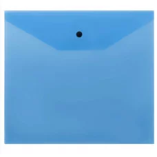 Папка-конверт на кнопке СТАММ А5+, 120мкм, пластик, прозрачная, синяя 355656
