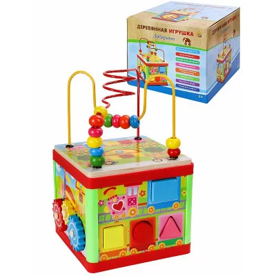 Игровой центр "УМНЫЙ ДОМИК 5 в 1 №1"(лабиринт,шестеренки, сортер)(25х15см)(в коробке) (арт. ИД-6138) ИД-6138
