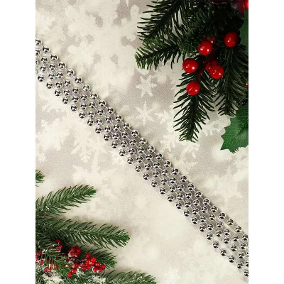 Бусы на ёлку Яркий праздник d 1 см длина 1,8 м серебряные НУ-0056