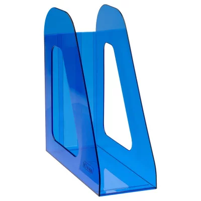 Лоток для бумаг вертикальный СТАММ "Фаворит", тонированный синий, ширина 90мм 351559