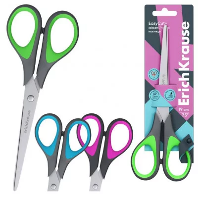 Ножницы ErichKrause EasyCut+, 19см, ассорти  35100