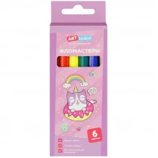 Фломастеры ArtSpace "Кот-сластена", 06цв., смываемые, картон, европодвес 308037
