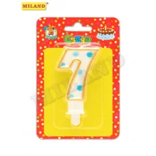 Свеча на торт "Цифра 7" Синий горошек. 9см С-2646 Миленд /1 /0 /0 /1 305890