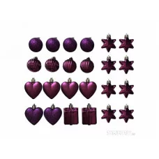 Набор елочных украшений "Ассорти" (24шт) 4см цвет сиреневый 007442 8\2974