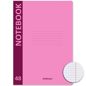 Тетрадь общая ученическая с пластиковой обложкой на скобе ErichKrause CoverProBook matt Neon розовый А4 48 листов клетка 48224