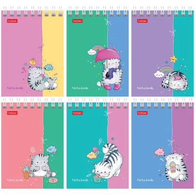 Блокнот А7 60л. на спирали Hatber Приключения кота Пирожка 321012