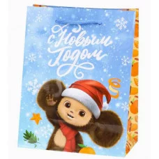 Пакет подар. с глянц.лам. 26.4*32.7*13.6см(L)"Чебурашка в колпаке" 157г ПКП-0401