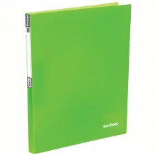 Папка на 4-х кольцах Berlingo "Neon", 25мм, 700мкм, неоновая зеленая BERLINGO_ 239875