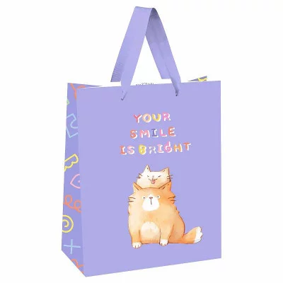 Пакет подарочный 1шт 18*23*10см MESHU "Your smile is bright", выборочный лак, белый крафт 354546