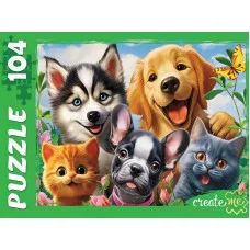 Пазл 104 ЭЛЕМЕНТА. СЕЛФИ ЧЕТВЕРОНОГИХ ДРУЗЕЙ (арт. Ф104-6476)