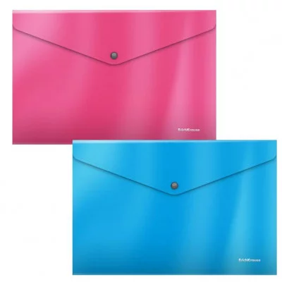 Набор из 4 папок-конвертов пластиковых ErichKrause Glossy Bubble Gum арома A4 непрозрачный ассорти 54913