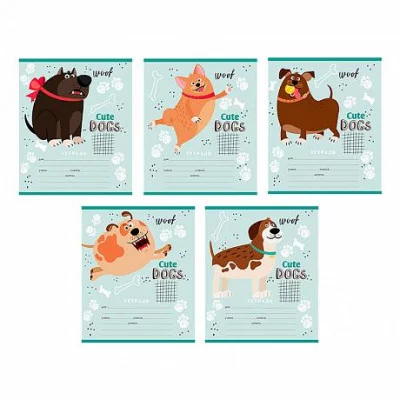 Тетрадь КЛЕТКА 12л. СМЕШНОЙ ПЁСИК (12-4347) цвет.мелов.обл. ТК1748