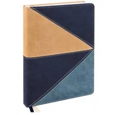 Ежедневник А5, 136л. ABSTRACT IMPRESSIONS (136-5046) комбинированный кожзам, сине-песочный 136-5046