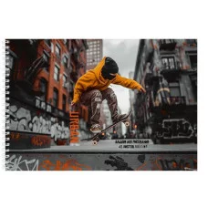 Альбом для рисования А4 40л. СКЕЙТБОРД И ГРАФФИТИ (40-2319) гребень, офсет 40-2319