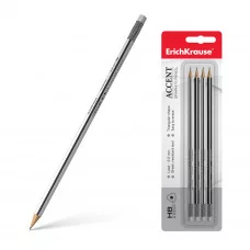 Чернографитный трехгранный карандаш с ластиком ErichKrause® Accent HB 32857