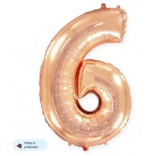 Шар (40\'\'/102 см) Цифра, 6, Розовое Золото, 1 шт. в уп. B901766RG