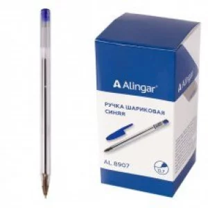 Ручка шариковая Alingar, 0,7 мм, синяя, шестигранный, прозрачный, пластиковый корпус AL8907