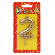 Свеча для торта Звёздочки, золотая Цифра 2 С-5986