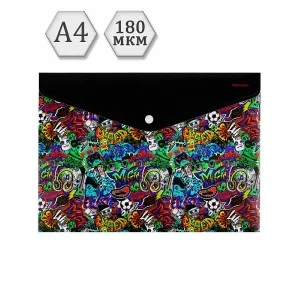 Папка-конверт на кнопке А4, 180мкм, MUSIC ПК-3032