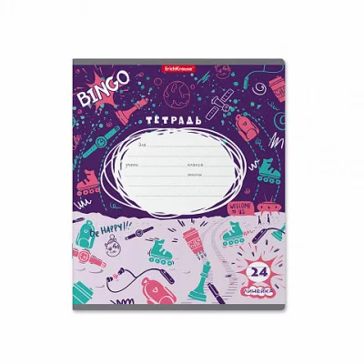 Тетрадь школьная ученическая ErichKrause® Cosmic Trash, 24 листа, линейка MIX-P 58268 ТЛ2505