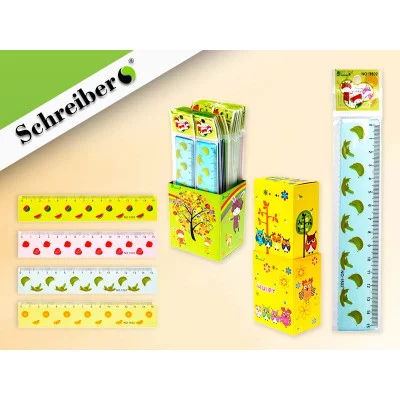 Линейка S 2724 пластиковая ФРУКТЫ, 15 см., 4 цвета в ассортименте 10Л37