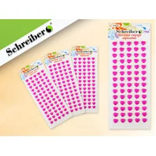 Наклейки-стразы S 8229 акриловые РОЗОВЫЕ СЕРДЕЧКИ, 70 шт, 9,5х24 см