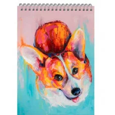 БЛОКНОТ А6, 60л. Гребень. Обложка мелованный картон. Клетка Корги Б2ЛСК660312