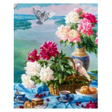 Алмаз мозаика (клас.) 30х40см,с подр.,с полн. заполн.(24 цв.) Пикник у реки (Арт. НД-8587)