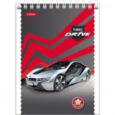 Блокнот А6 мягкая обложка на гребне 40 листов Hatber TurboDrive клетка 254324