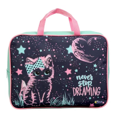 ПМД 4-20 Котёнок на розовом - папка менеджера А4(ручка - тесьма),п/э с диз. широкая боковинка,350х26 ПМД 4-20