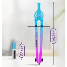 Готовальня Berlingo "Radiance", 2 предмета, циркуль 170мм, голубой/зеленый градиент, пластиковый футляр 339132