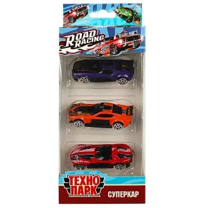 Машина металл ROAD RACING набор СУПЕРКАР 7,5 см, 3 шт,в ассорт Технопарк 360815
