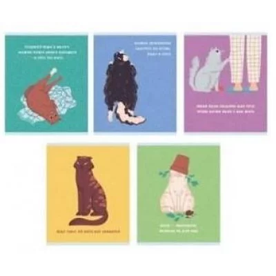 Тетрадь 80л., А5, клетка, Канц-Эксмо "Кошачья философия", скрепка, мелованный картон, 5 дизайнов ТК808322