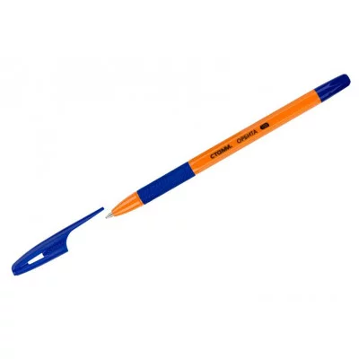 Ручка шариковая СТАММ "Орбита 150" синяя, 0,7мм, оранжевый корпус 370179