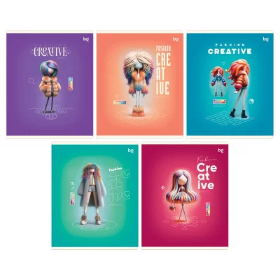 Тетрадь 60л, А5, клетка BG "Fashion creative", глянцевая ламинация 367442