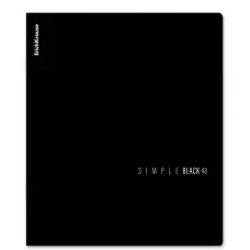 Тетрадь общая ученическая ErichKrause Simple Color, черный, 48 листов, клетка, ламинация soft-touch+выборочный УФ-лак 1шт 63320