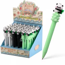 Ручка шариковая Alingar, "Панда", 0,7 мм, синяя, автоматическая, с массажером,  круглый, цветной, пластиковый корпус, карт. уп. AL11661