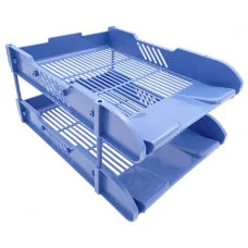Лоток д/бумаг горизонт. DB-175 2 яруса, сборный на стержнях, синий 328527