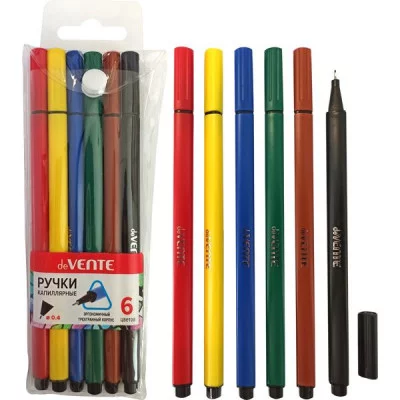 Набор линеров 0,4 мм 6 цв. deVENTE. Trio BQ, с цветным 3-гран корпусом, 5060200