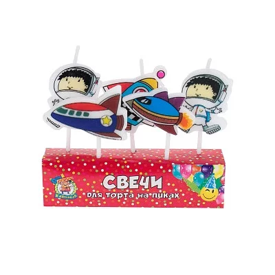 Свечи для торта на пиках Полёт в космос 5шт. С-6247