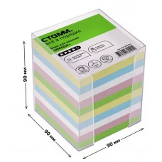Блок для записей СТАММ "Имидж", 9*9*9см, пластиковый бокс, цветной 323194