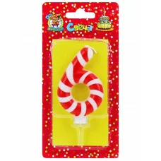 Свеча для торта Конфетка Цифра 6 С-8280