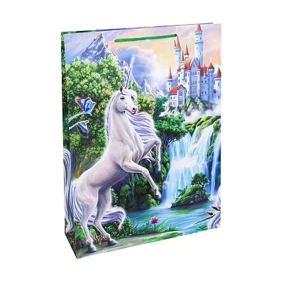 Пакет подарочный с матовой ламинацией 32,4х44,5х10,2 см (XL) Сказочные единороги, 157 г ППД-0125