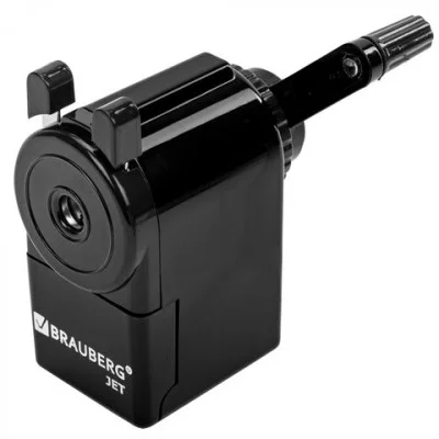 Точилка механическая BRAUBERG "JET", металлический механизм, корпус черный, 229566