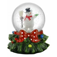 Новогодний сувенир Снежный шар  "Радостный снеговик", 8х10 см d=6,5 см Т-9876