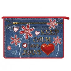 ПТ-83 Сердечки на джинсе-папка д/тетрадей А4 молнии