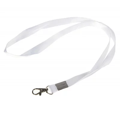 Лента для бейджа ширина-15мм,длина-80см с металл карабином БЕЛАЯ 759478