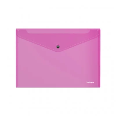 Папка-конверт на кнопке А4 0,18мм "Vivid" тонированный розовый ERICH KRAUSE 47119 318044