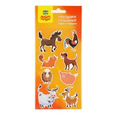Наклейки объемные Мульти-Пульти "Звери на ферме", 10*22см, 8 наклеек, инд. уп., европодвес 329640