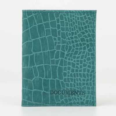 Обложка д/автодокументов 9*0,5*12 см, нат, КРС крокодил, зеленый 7096784